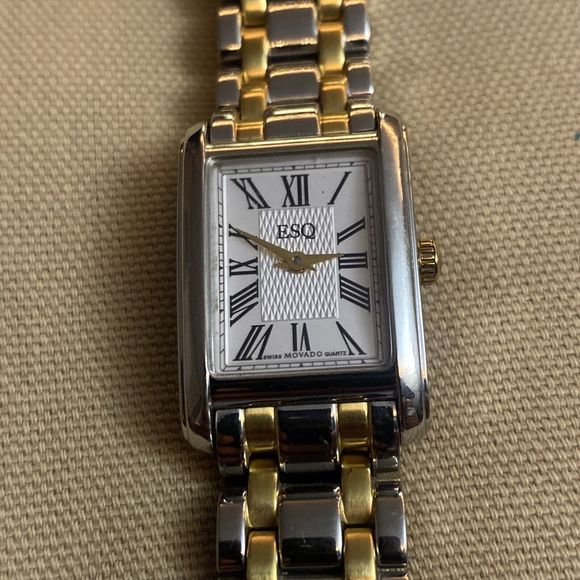 Movado Accessories - ESQ Esquire Movada Swiss Silver Tone Women’s Watch Model E5462 Diamond Bezel